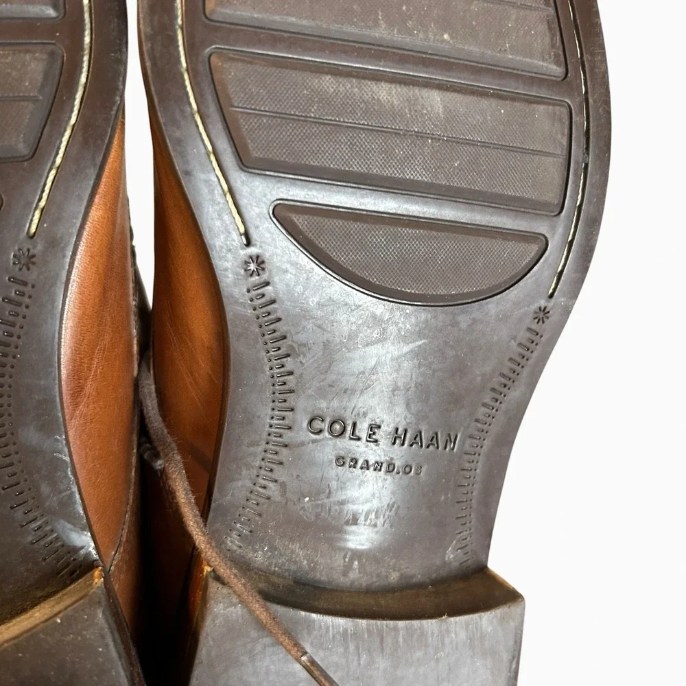 Cole Haan Grand.OS Mens Brown Leather Cap Toe Oxford Dress Shoes Size 9 M